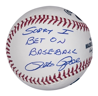 Pete Rose Signed & "Sorry I Bet On Baseball" Inscribed OML Manfred Baseball (FSC)